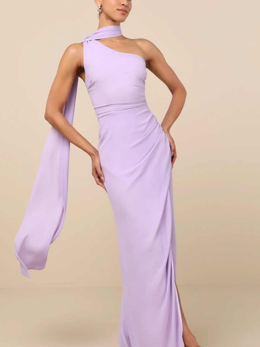 New Lulus Adeline One-Shoulder with SashLavender Evening Gown Sz XS